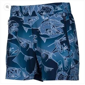 Columbia Womens PFG Tidal II‎ Shorts - Size 1X - Blueprints fish design. EUC